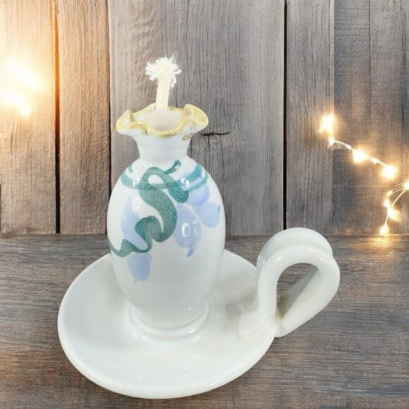 Dick Lehman Studio Art Pottery Oil Lamp Goshen Indiana New Unused Lamp VTG - Picture 1 of 15